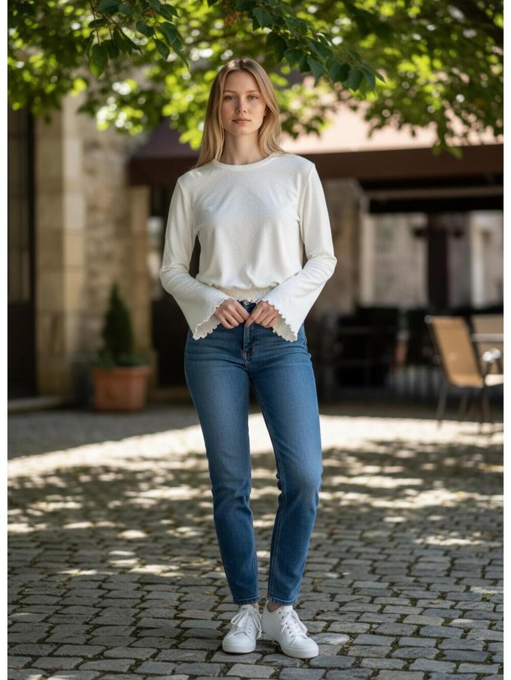 Madewell Texture & Thread White Textured Blouse XS Minimalist Boho